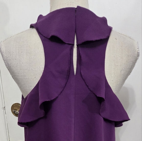 LOFT Shift Dress Sz Small Purple Sleeveless Ruffle Back - Picture 5 of 8